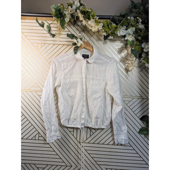 ABERCROMBIE & FITCH Women's White Cotton Sheer Button Up Long Sleeve Size S READ - Picture 1 of 6